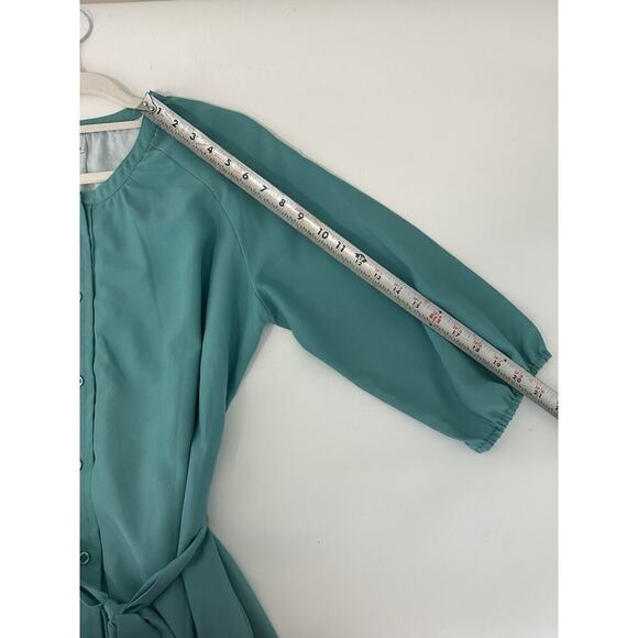 J. Peterman Co Shirt Dress Women's Small Sea Green Knee Length Classic Button - Picture 8 of 10